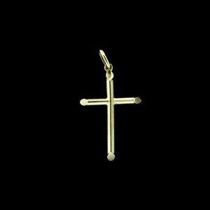 Real 10K Yellow Gold Diamond Cut Cross Pendant